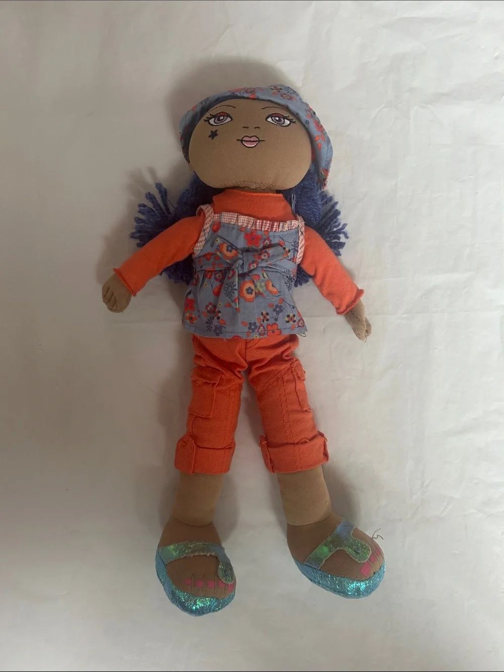 The Children's Place Orange Outfit Doll with Blue Floral Dress
